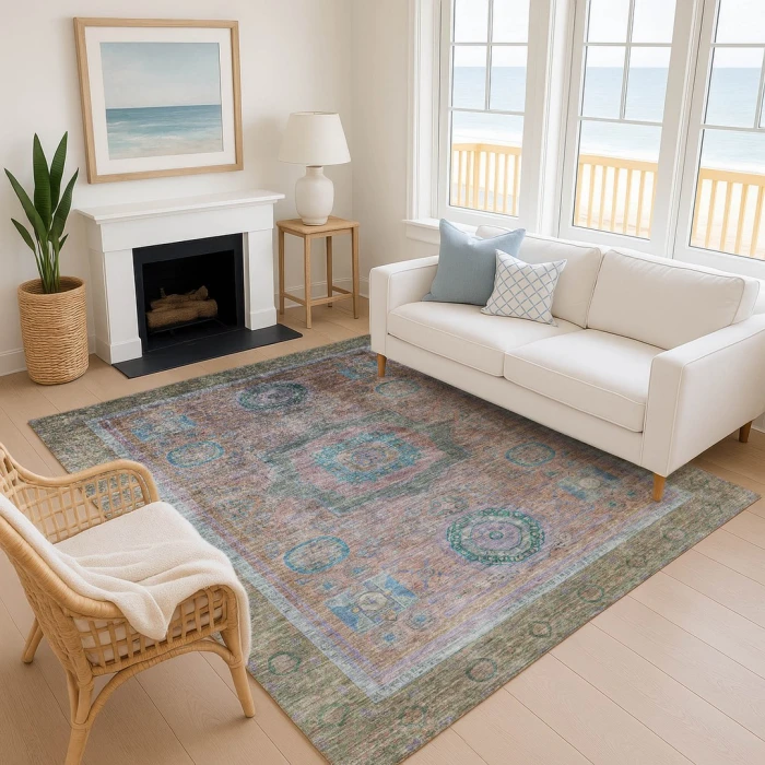 Addison Mayfield Orange AMF2159 - 8ft. Round Rug