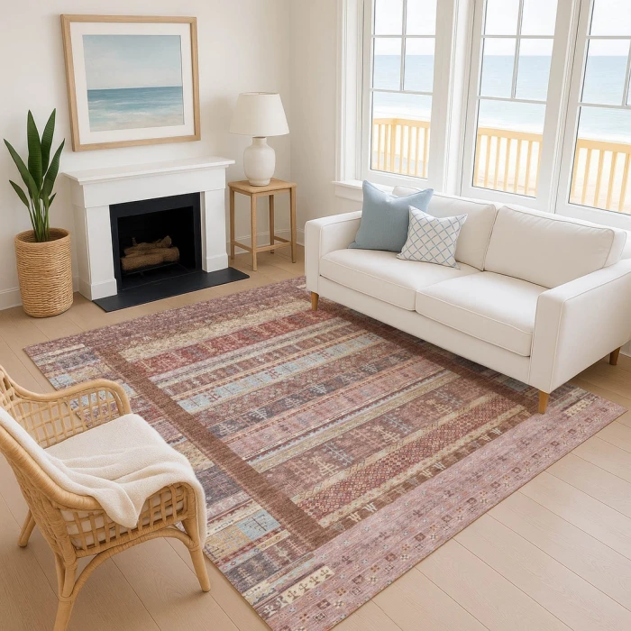 Addison Mayfield Orange AMF2160 - 8ft. Round Rug