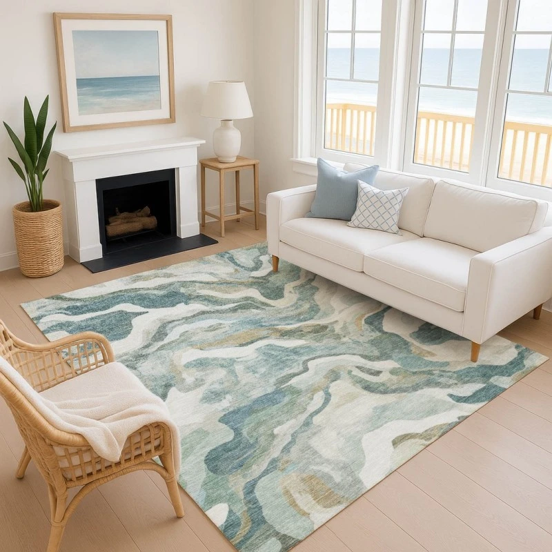 Addison Mayfield Teal AMF2162 - 8ft. Round Rug