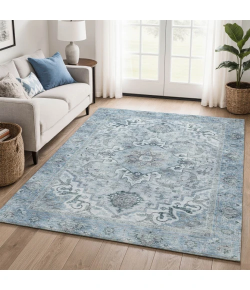 Addison Mayfield Blue AMF2164 - 8ft. Round Rug