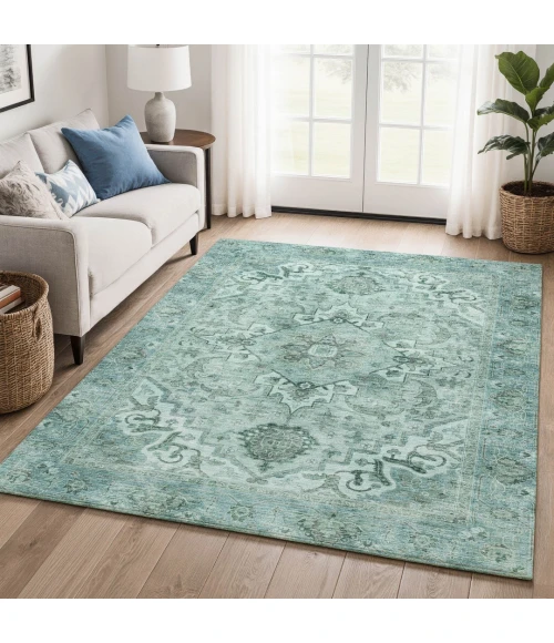 Addison Mayfield Teal AMF2164 - 8ft. Round Rug