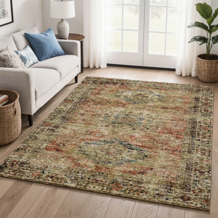 Addison Mayfield Orange AMF2170 - 8ft. Round Rug