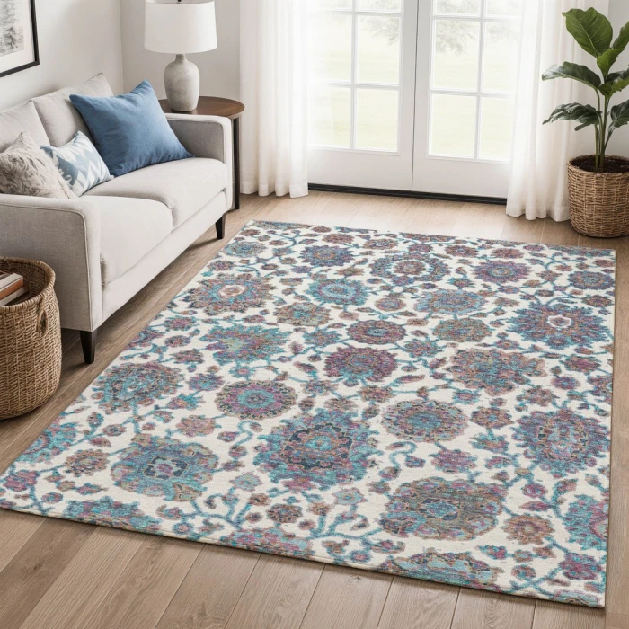 Addison Mayfield Teal AMF2187 - 8ft. Round Rug