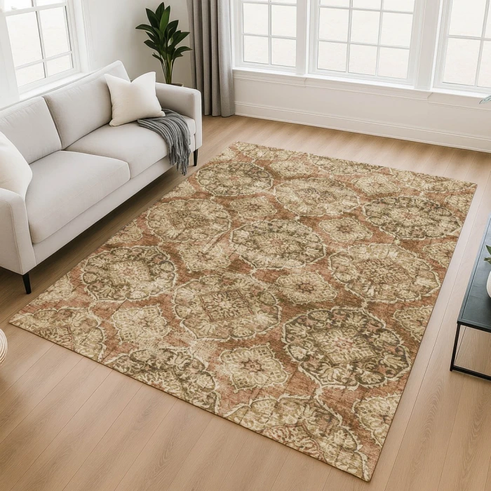 Addison Mayfield Orange AMF2196 - 8ft. Round Rug