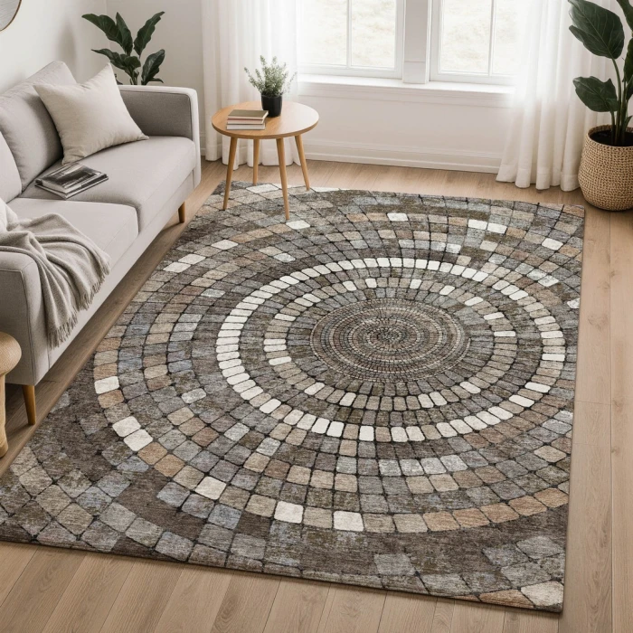 Addison Mayfield Brown AMF2216 - 8ft. Round Rug