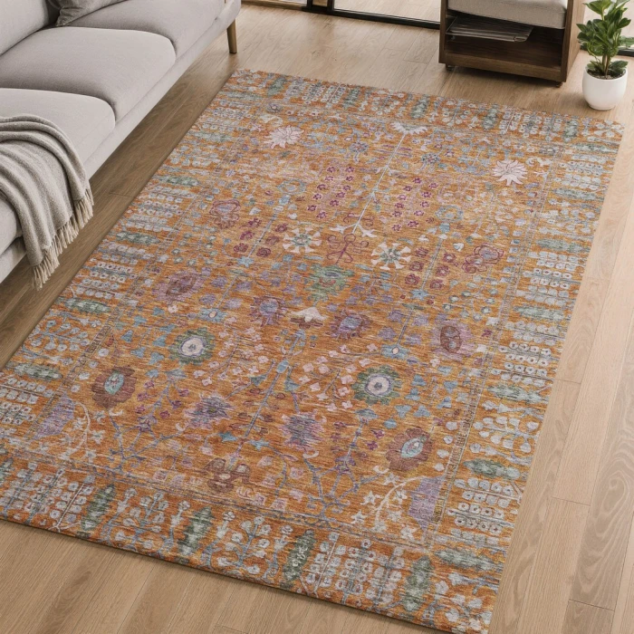 Addison Mayfield Orange AMF2231 - 8ft. Round Rug