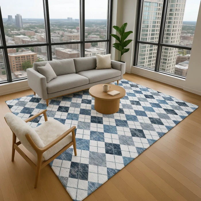 Addison Mayfield Blue AMF2237 - 8ft. Round Rug