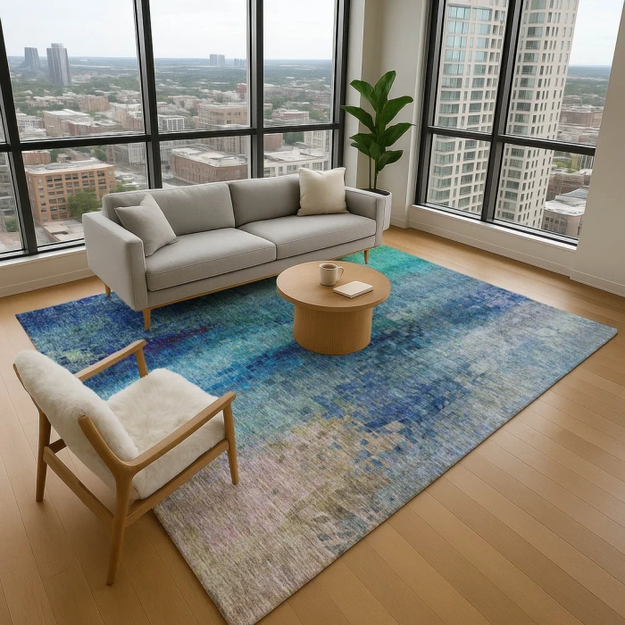 Addison Mayfield Blue AMF2241 - 8ft. Round Rug