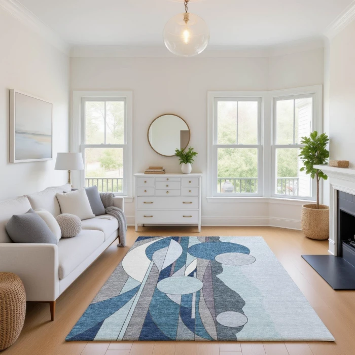 Addison Mayfield Blue AMF2252 - 8ft. Round Rug