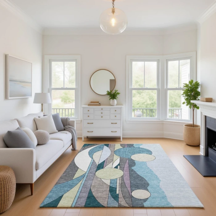 Addison Mayfield Teal AMF2252 - 8ft. Round Rug