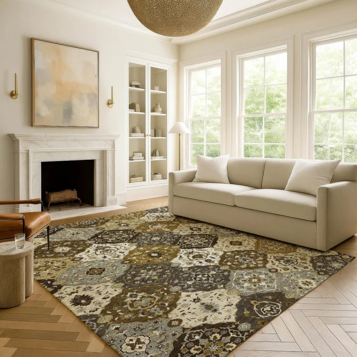 Addison Mayfield Brown AMF2292 - 8ft. Round Rug