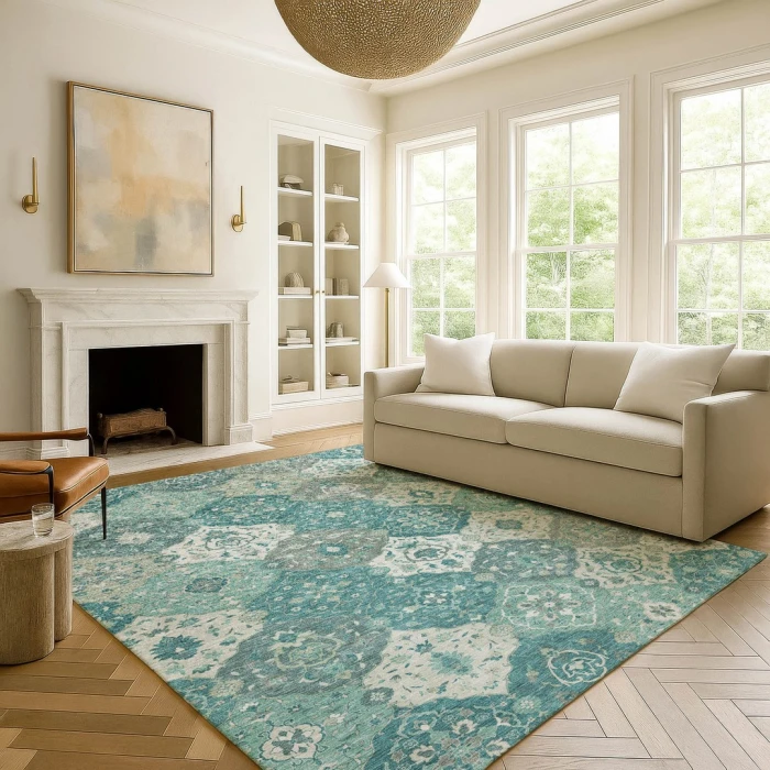 Addison Mayfield Teal AMF2292 - 8ft. Round Rug