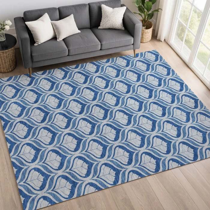 Addison Mayfield Blue AMF2379 - 8ft. Round Rug