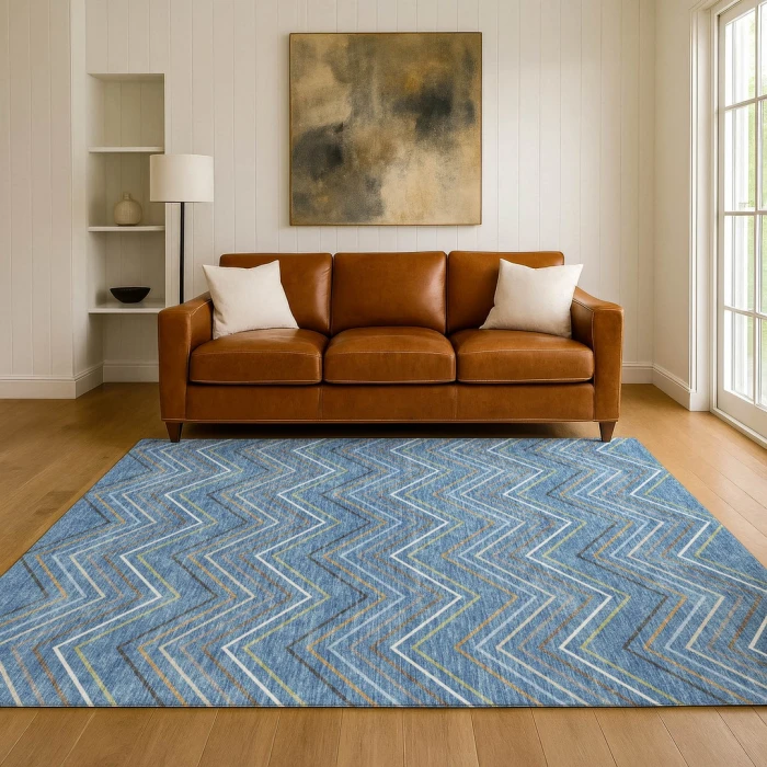 Addison Mayfield Blue AMF2392 - 8ft. Round Rug