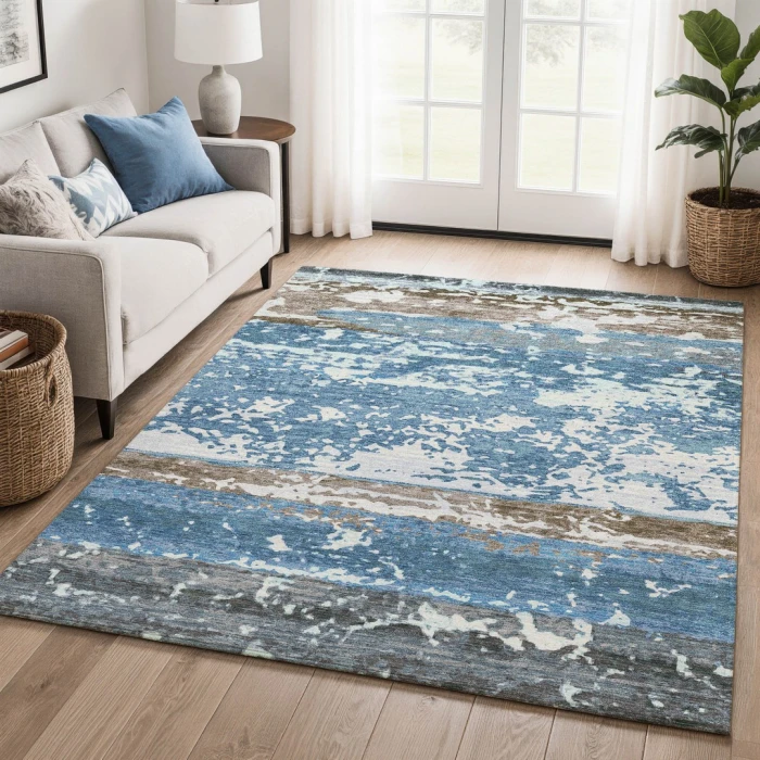 Addison Mayfield Blue AMF2398 - 8ft. Round Rug