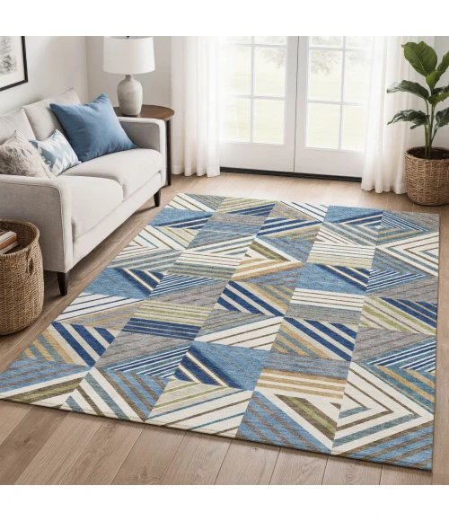 Addison Mayfield Blue AMF2399 - 8ft. Round Rug