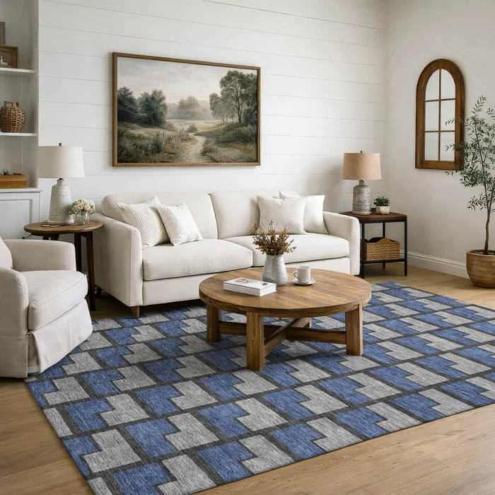 Addison Mayfield Blue AMF2416 - 8ft. Round Rug