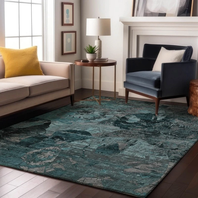 Addison Mayfield Teal AMF555 - 8ft. Round Rug