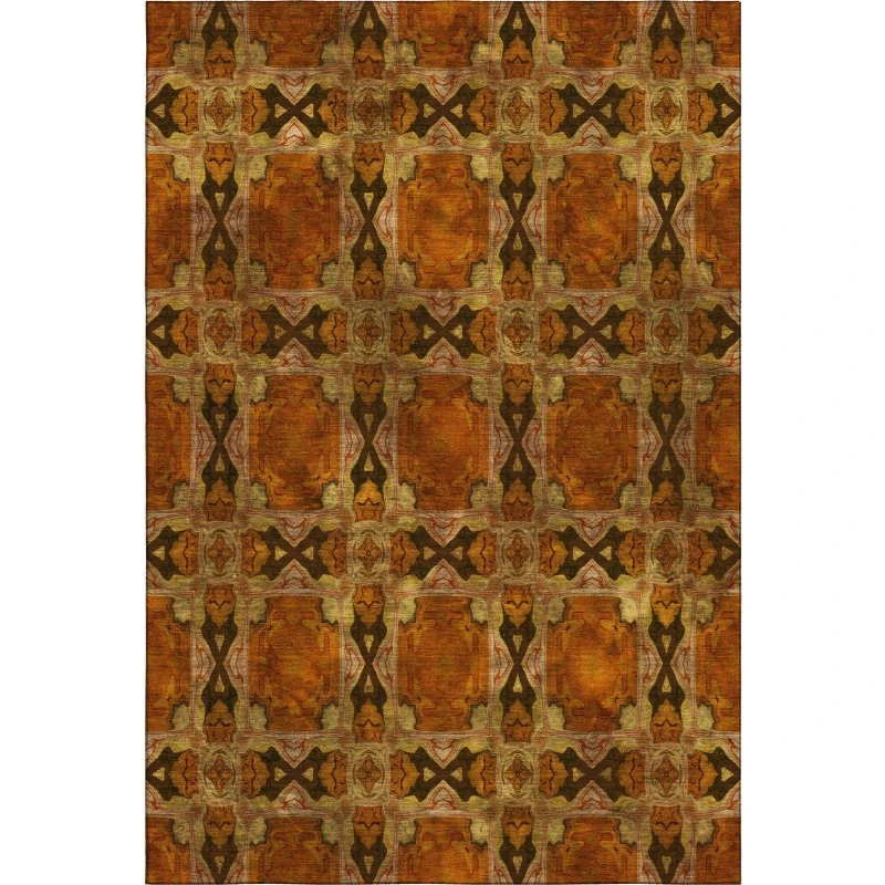 Addison Mayfield Orange AMF564 - 8ft. Round Rug