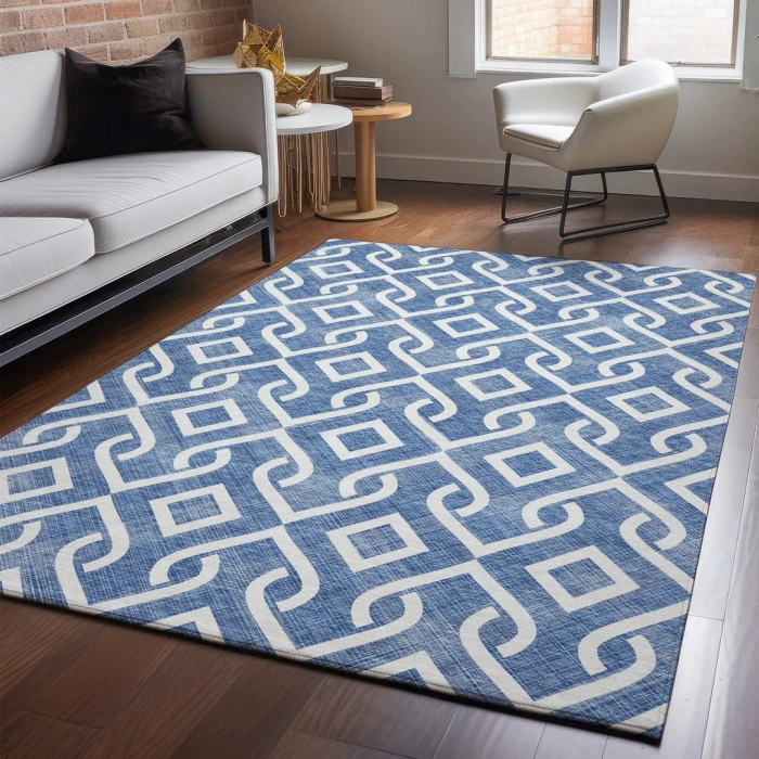Addison Mayfield Blue AMF621 - 8ft. Round Rug