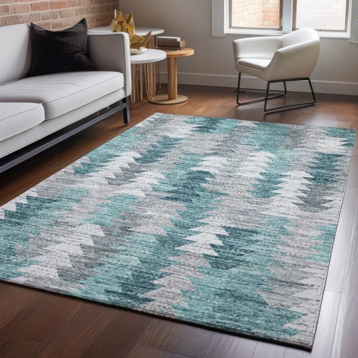 Addison Mayfield Teal AMF632 - 8ft. Round Rug