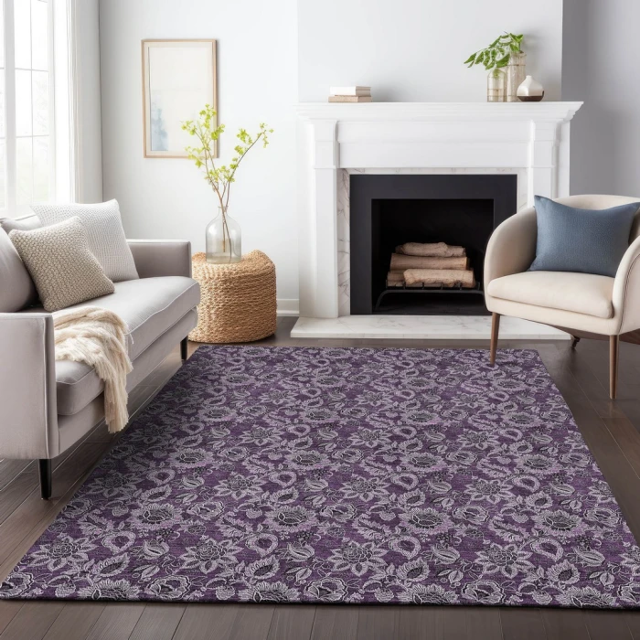 Addison Mayfield Purple AMF661 - 8ft. Round Rug