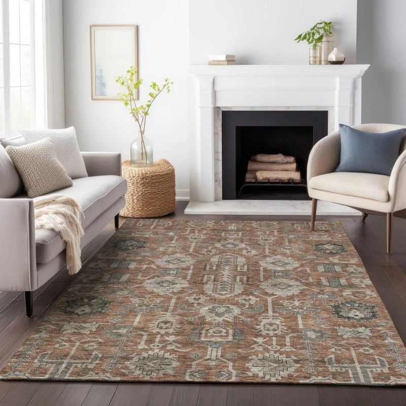 Addison Mayfield Orange AMF697 - 8ft. Round Rug