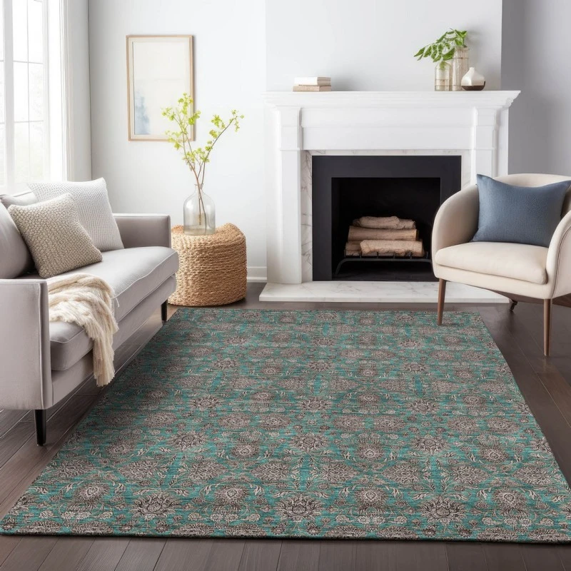 Addison Mayfield Teal AMF702 - 8ft. Round Rug