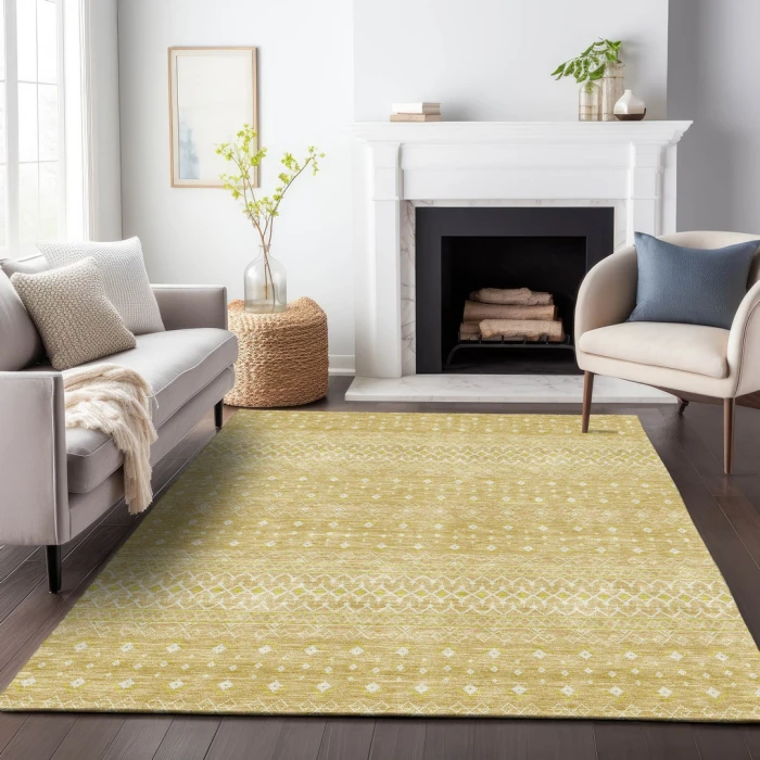 Addison Mayfield Gold AMF709 - 8ft. Round Rug