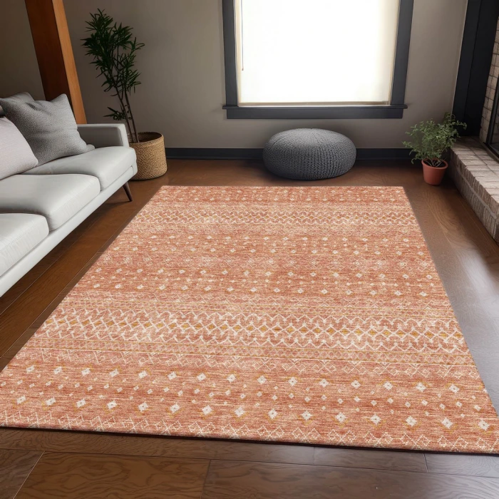 Addison Mayfield Orange AMF709 - 8ft. Round Rug