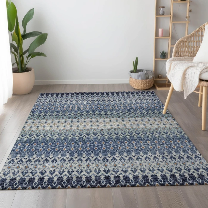 Addison Mayfield Blue AMF72 - 8ft. Round Rug