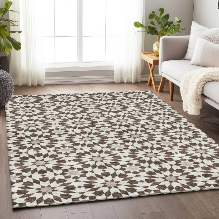 Addison Mayfield Brown AMF734 - 8ft. Round Rug