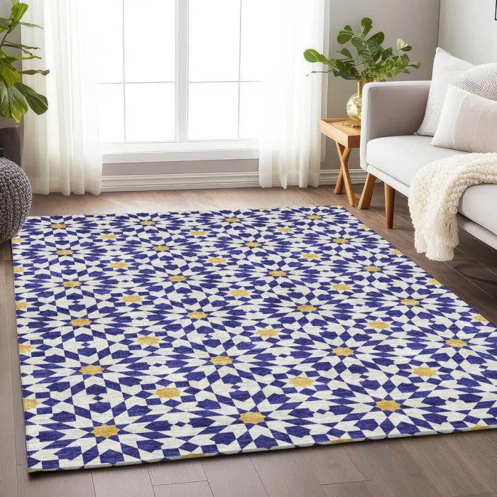 Addison Mayfield Blue AMF734 - 8ft. Round Rug