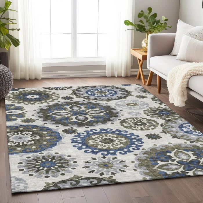 Addison Mayfield Gray AMF763 - 8ft. Round Rug