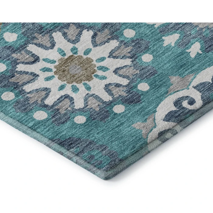 Addison Mayfield Teal AMF763 - 8ft. Round Rug