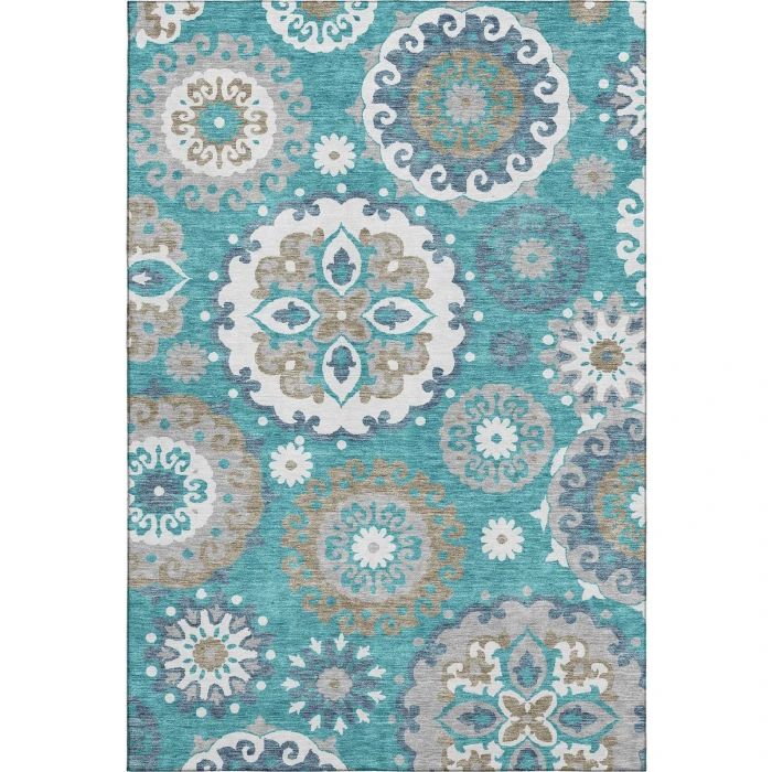 Addison Mayfield Teal AMF763 - 8ft. Round Rug
