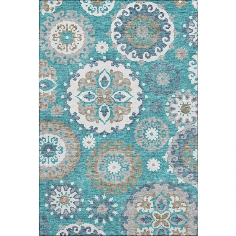 Addison Mayfield Teal AMF763 - 8ft. Round Rug
