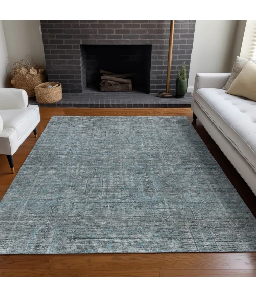 Addison Mayfield Teal AMF790 - 8ft. Round Rug