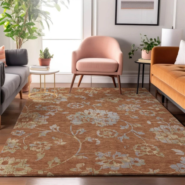Addison Mayfield Orange AMF856 - 8ft. Round Rug