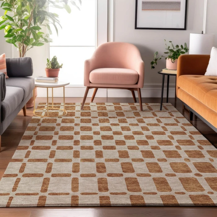 Addison Mayfield Orange AMF871 - 8ft. Round Rug