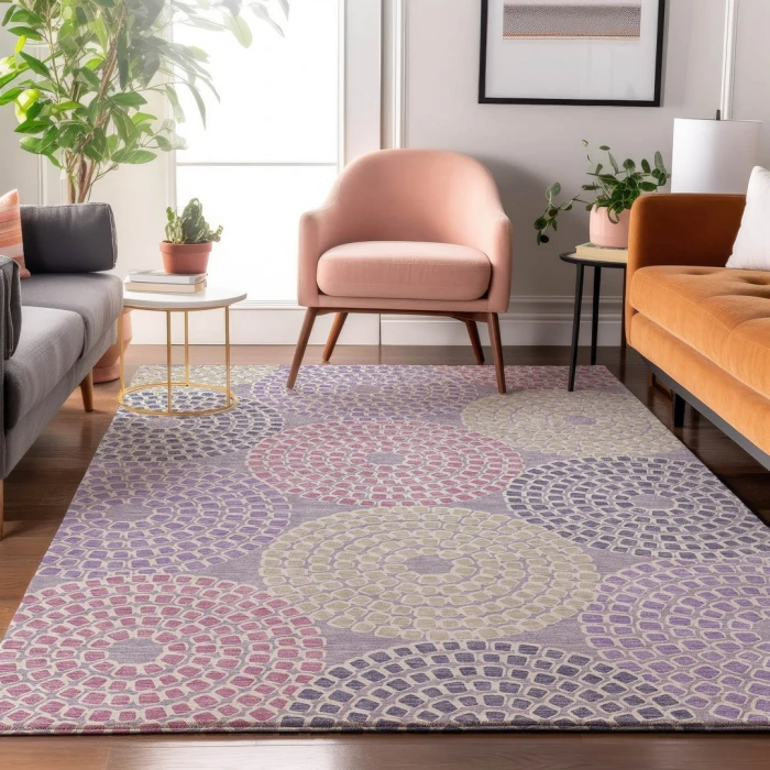 Addison Mayfield Purple AMF882 - 8ft. Round Rug