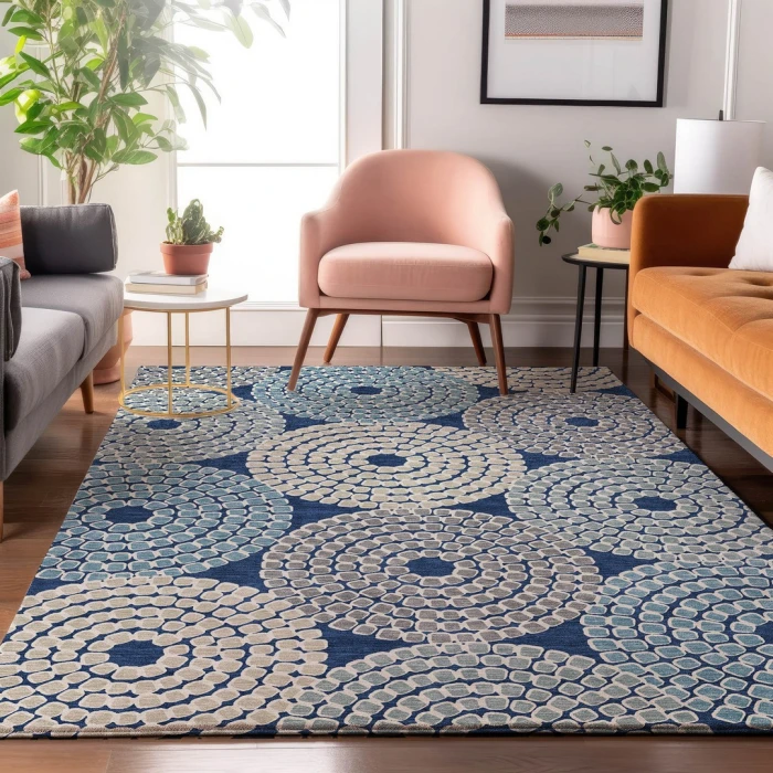Addison Mayfield Blue AMF882 - 8ft. Round Rug