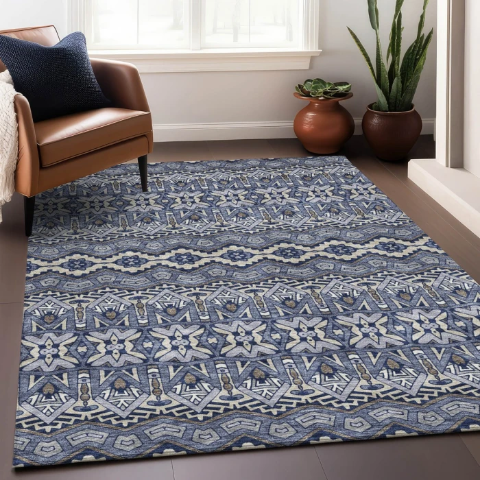 Addison Mayfield Blue AMF909 - 8ft. Round Rug