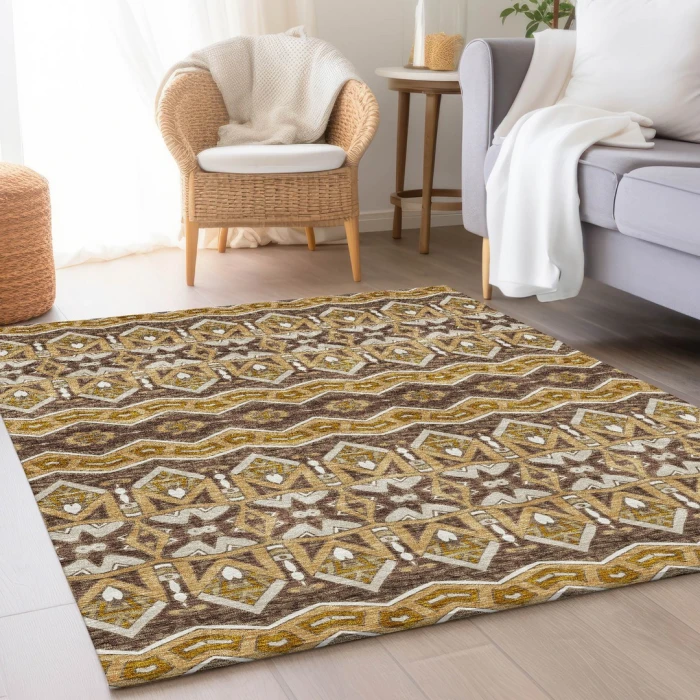 Addison Mayfield Gold AMF909 - 8ft. Round Rug