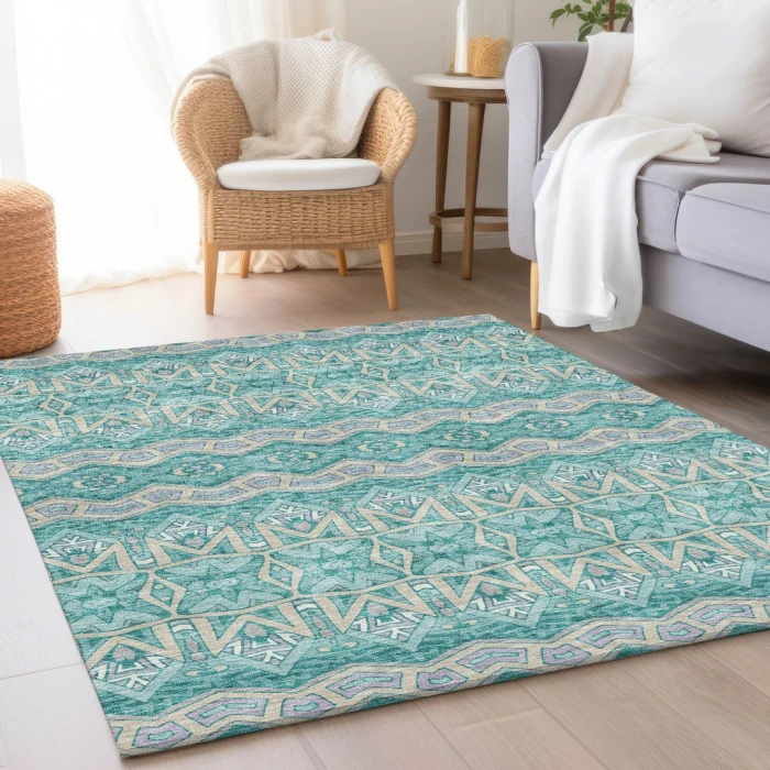 Addison Mayfield Teal AMF909 2ft. 3in. x 7ft. 6in. Rect. Rug