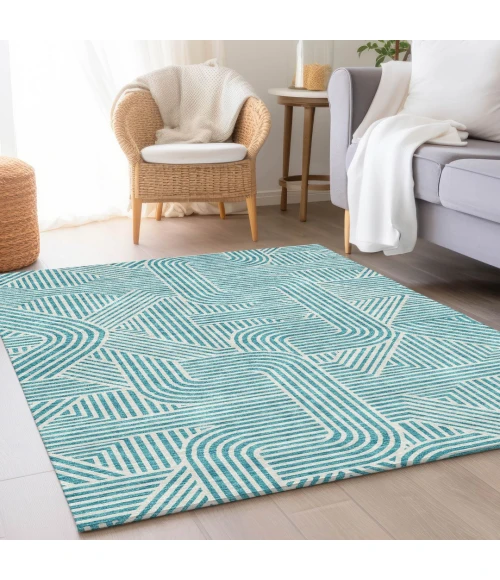 Addison Mayfield Teal AMF917 - 8ft. Round Rug
