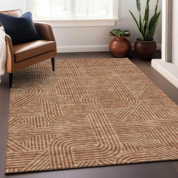 Addison Mayfield Orange AMF917 - 8ft. Round Rug