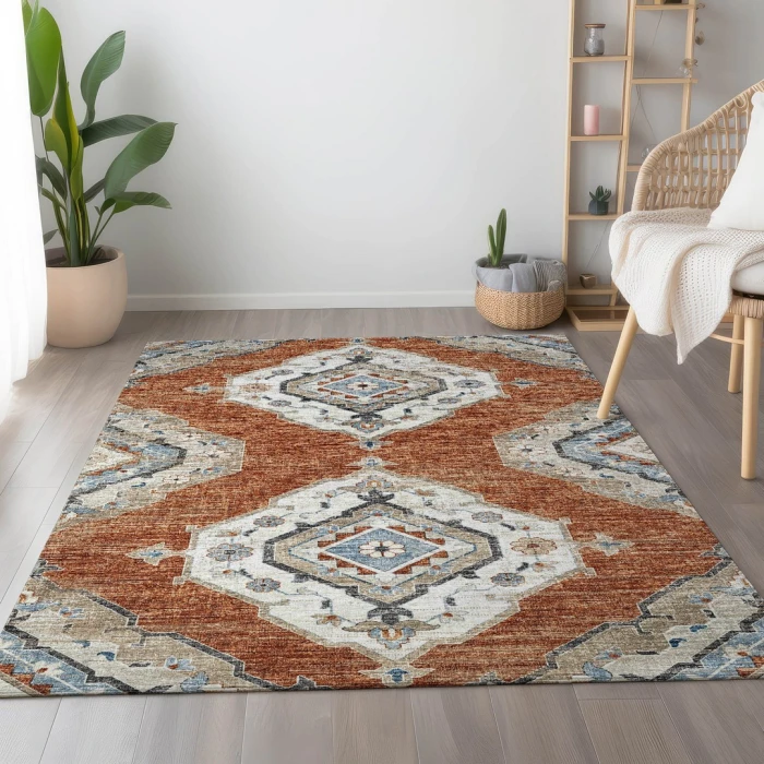 Addison Mayfield Orange AMF91 - 8ft. Round Rug