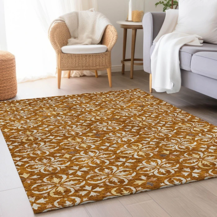 Addison Mayfield Orange AMF930 - 8ft. Round Rug