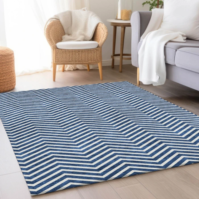 Addison Mayfield Blue AMF934 - 8ft. Round Rug